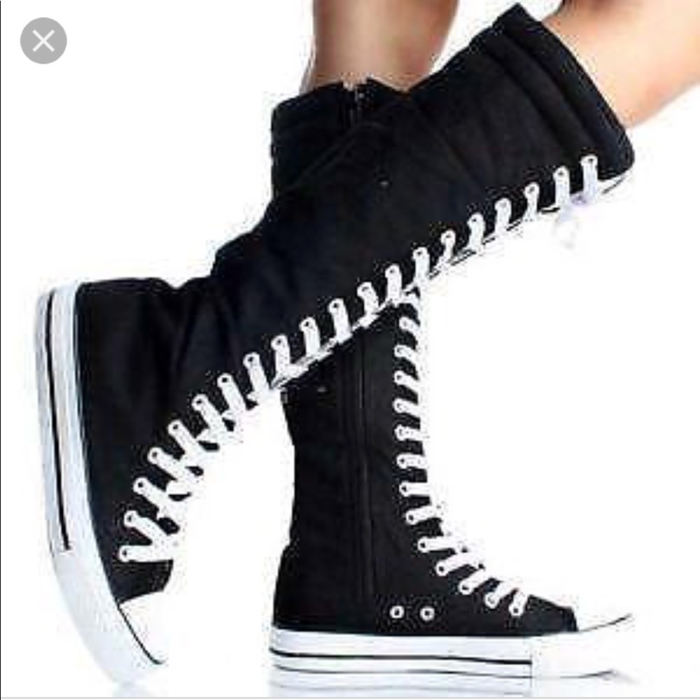 Black Knee High Sneakers